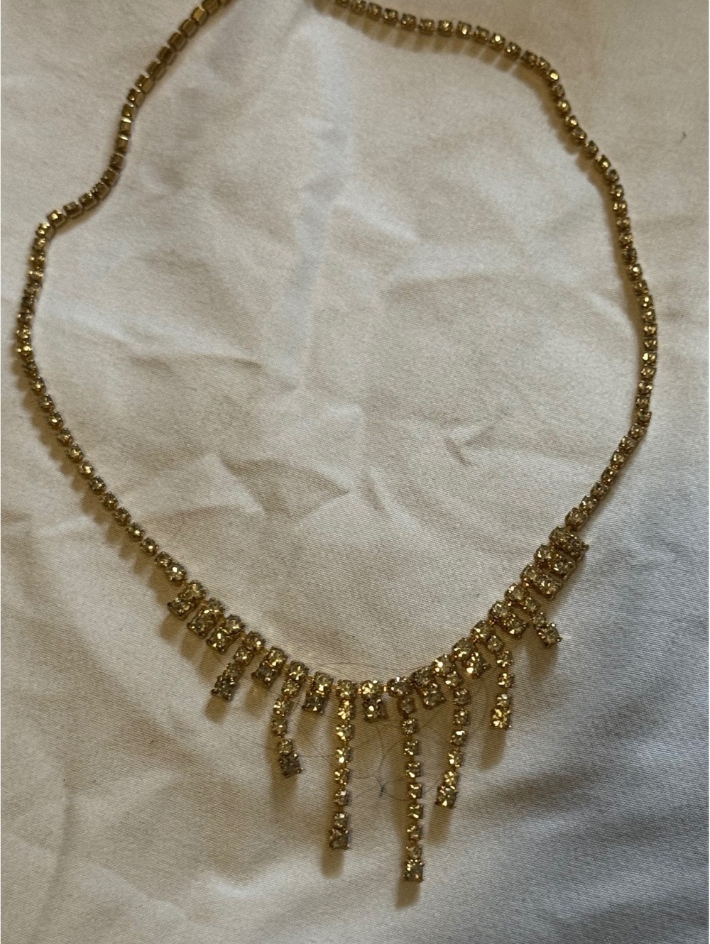 Vintage Art Deco Rhinestone Fringe Necklace